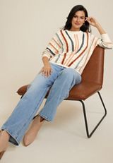 Chenille Striped Dolman Sweater, C3986, small