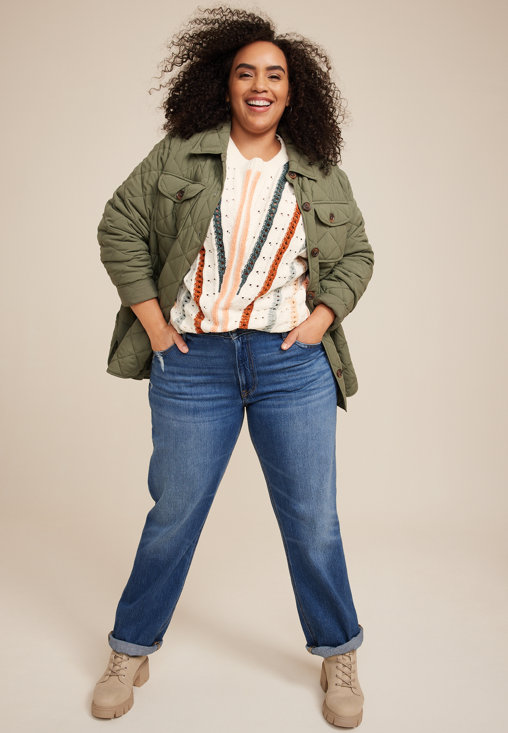 Plus Size Chenille Striped Dolman Sweater, ECRU COMBO, large