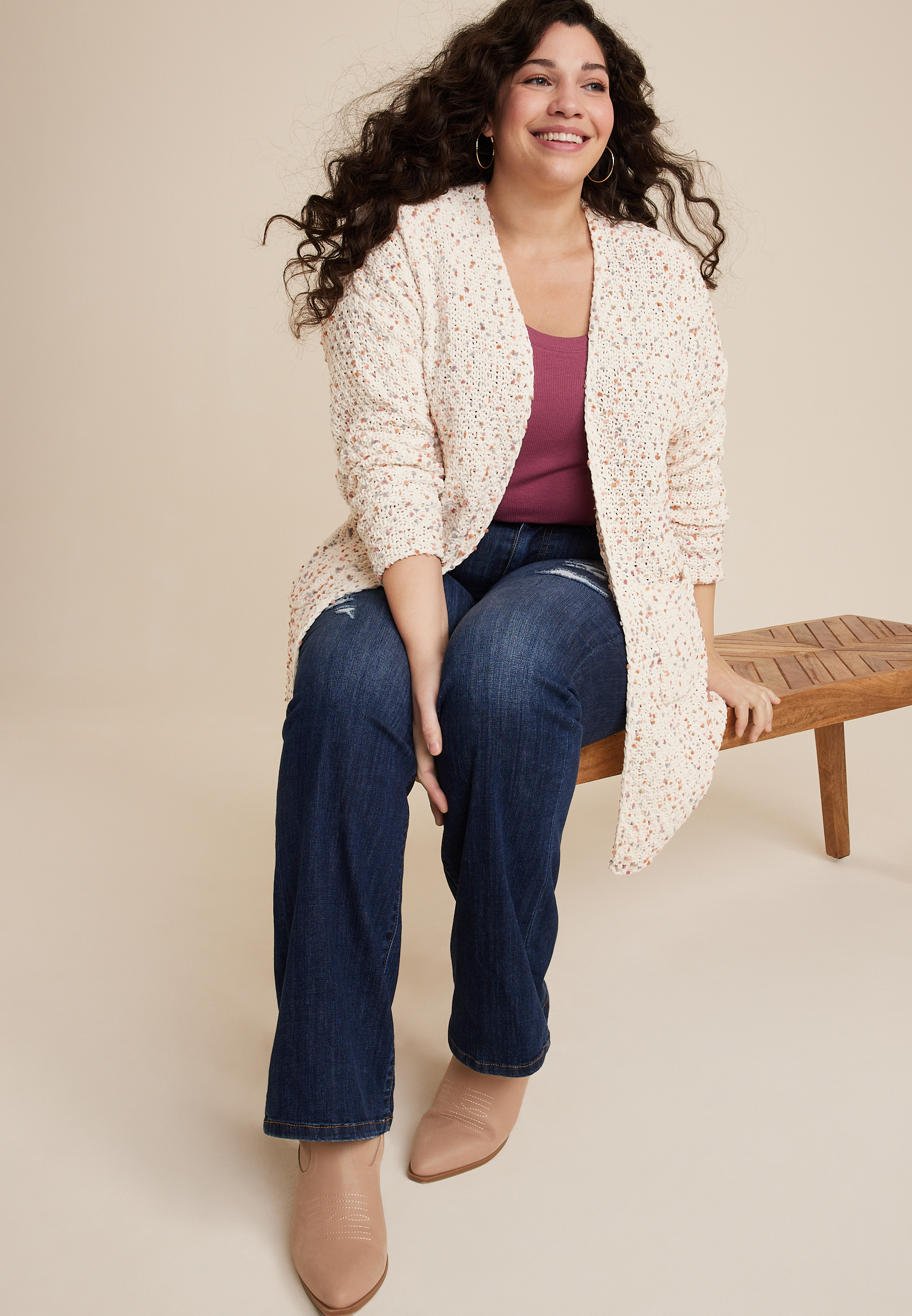 Plus Size Popo Chenille Cardigan, MULTI COMBO, large