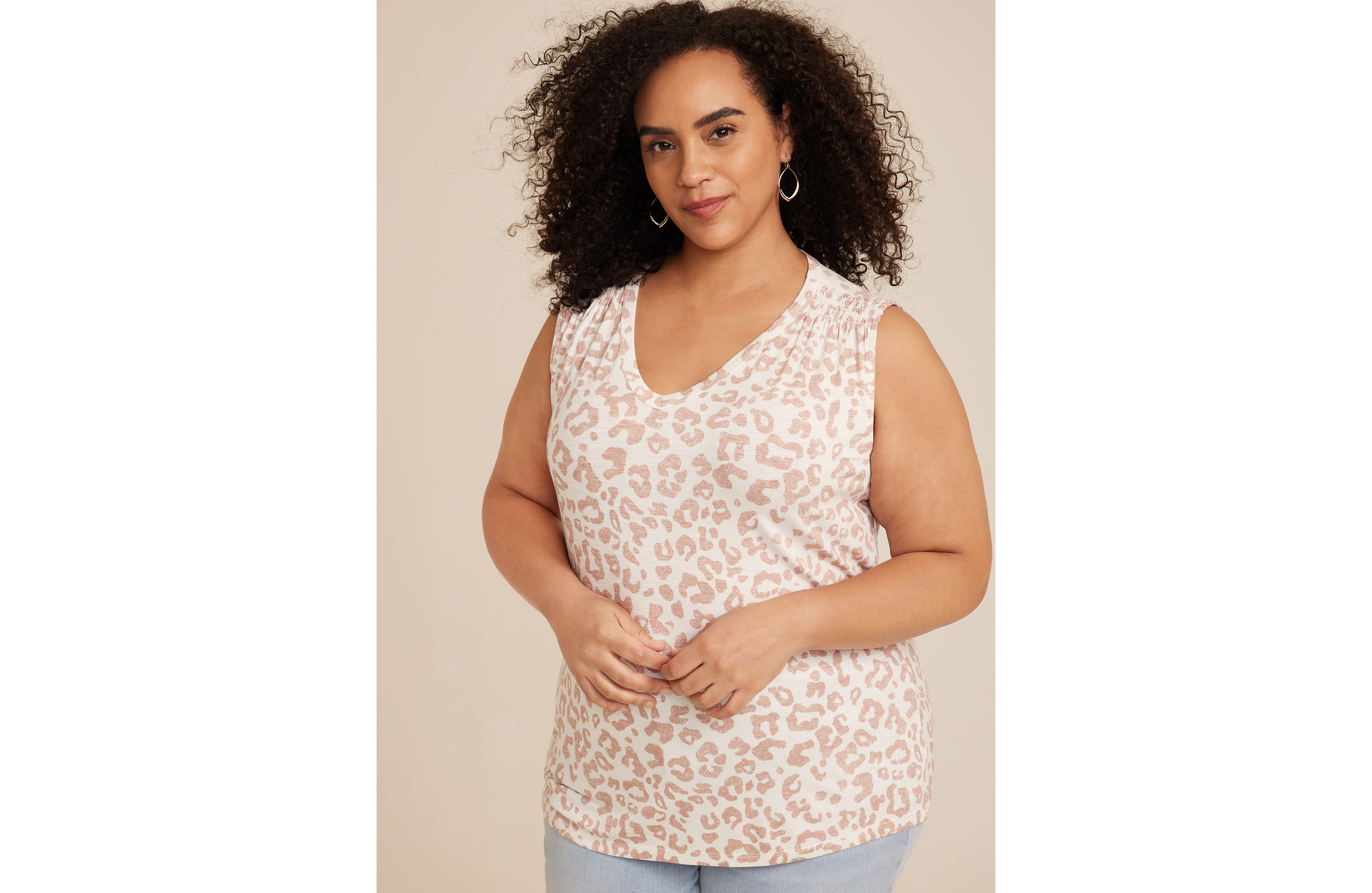 Plus 24/7 Morgan Leopard V Neck Tank Top