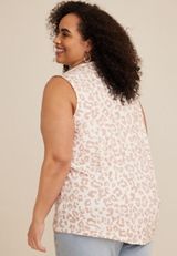 Plus Size 24/7 Morgan Leopard V Neck Tank Top, C3986, small