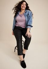 Plus Size 24/7 Fairhaven Cowl Neck Tee, VIOLET, small