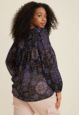 Plus Size Velvet Trim Peasant Blouse, C1524, small