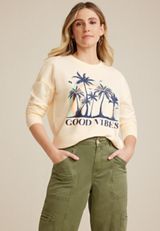 Good Vibes Palm Tree Sweatshirt, C1754, small