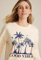 Good Vibes Palm Tree Sweatshirt, C1754, small