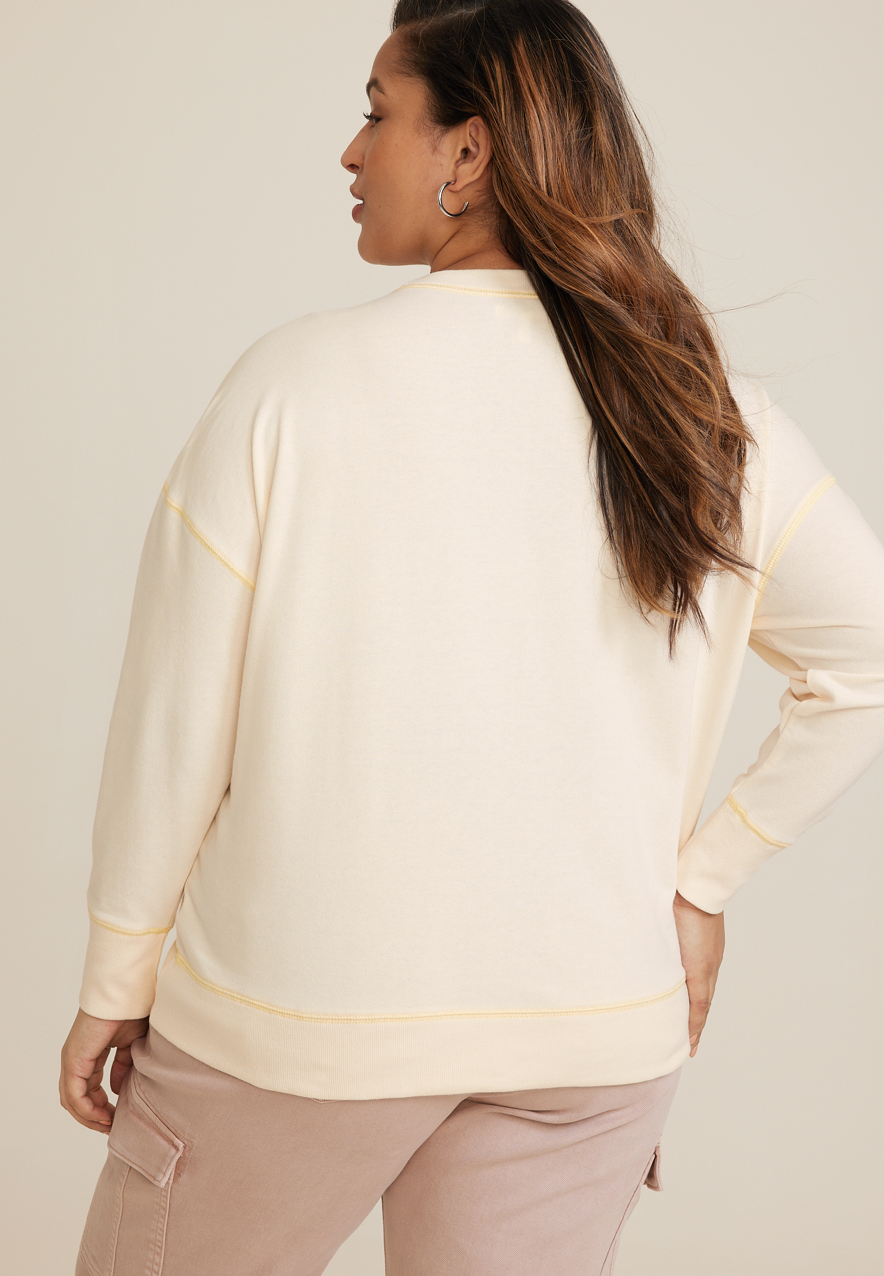 Plus Size Good Vibes Palm Tree Sweatshirt, C1754, large