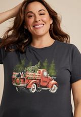 Plus Size Holiday Truck Graphic Tee, C1876, small