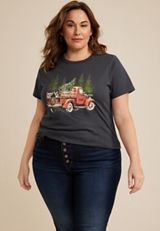 Plus Size Holiday Truck Graphic Tee, C1876, small