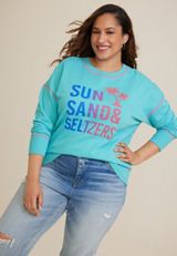 Plus Size Sun Sand And Seltzers Sweatshirt, C4820, small