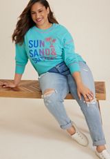 Plus Size Sun Sand And Seltzers Sweatshirt, C4820, small
