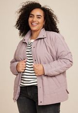 Plus Size Quilted Bomber Jacket, C313, small