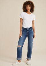 Goldie Blues&trade; Brooklyn Relaxed High Rise Ripped Straight Ankle Jean, C258, small