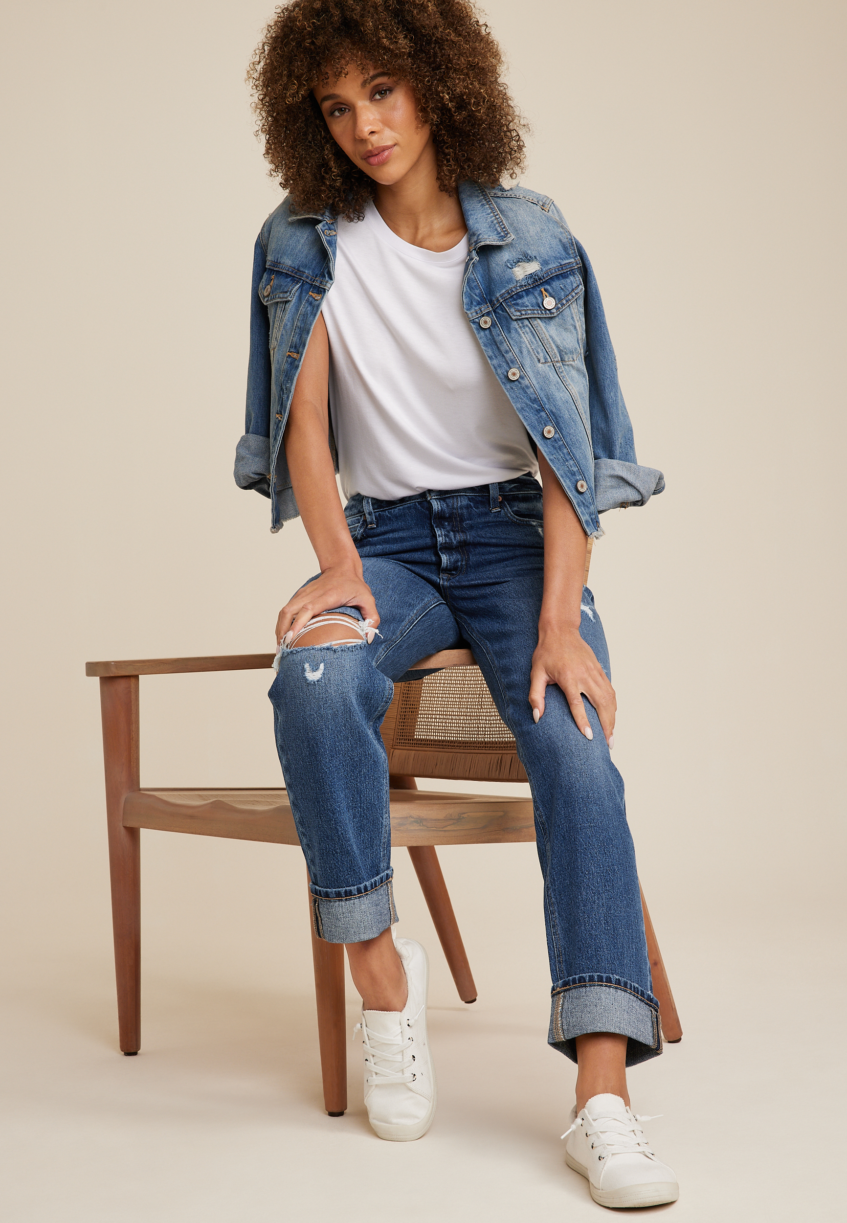 Goldie Blues&trade; Brooklyn Relaxed High Rise Ripped Straight Ankle Jean, C258, large