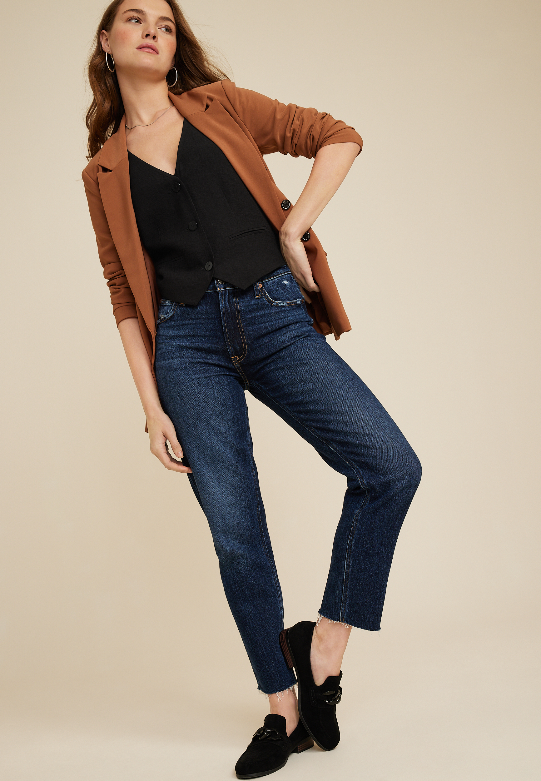 Button Front Blazer Vest, C106, large