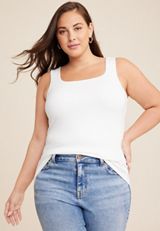 Plus Size Double Layer Tank Top, SOFT WHITE, small