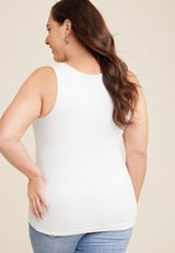 Plus Size Double Layer Tank Top, SOFT WHITE, small