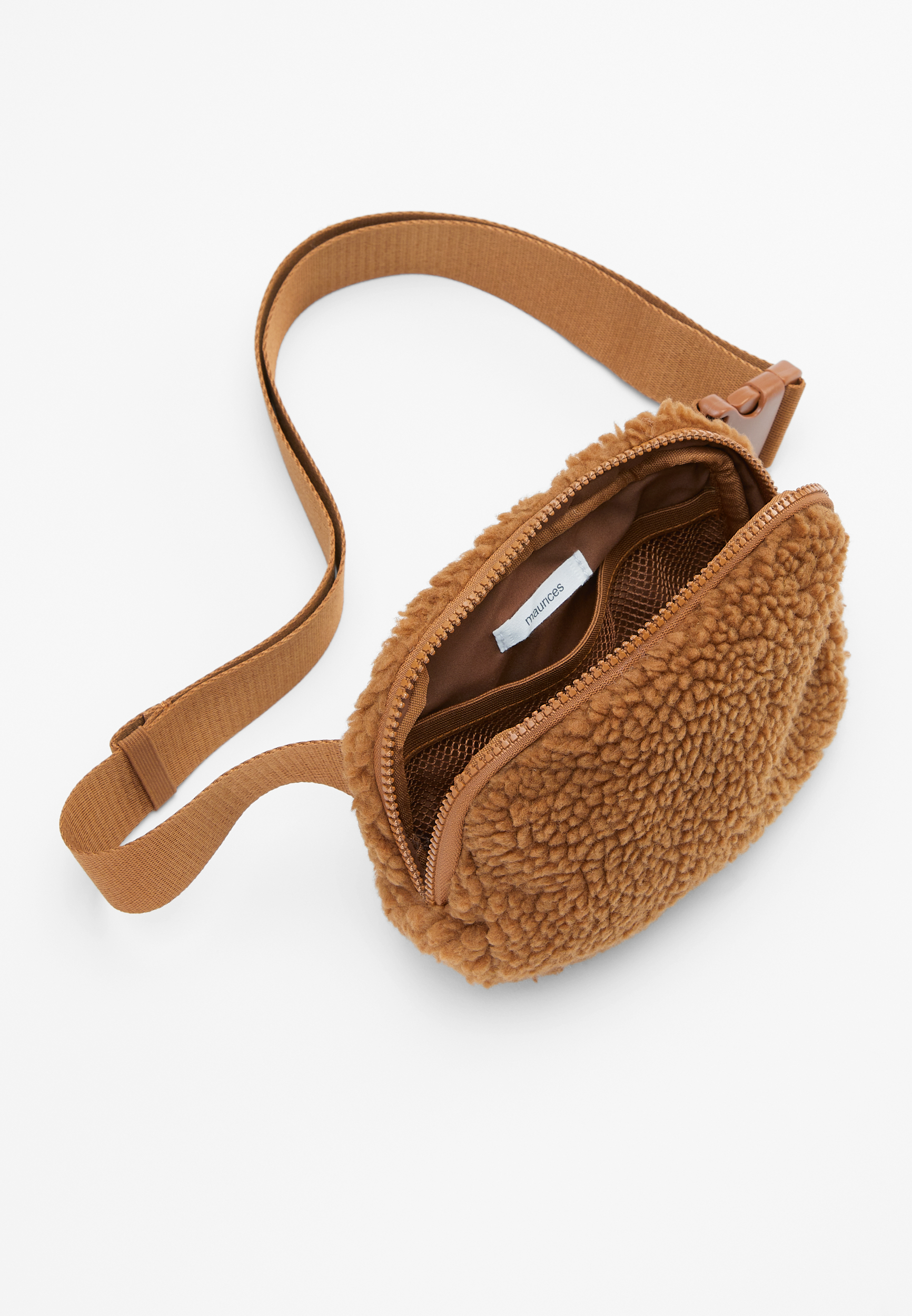 Teddy Sherpa Crossbody Belt Bag, C1144, large