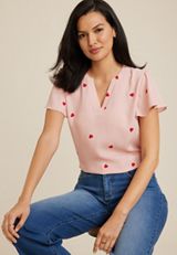 Atwood Heart Flutter Sleeve Blouse, C7368, small
