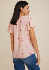 Atwood Heart Flutter Sleeve Blouse, C7368, small