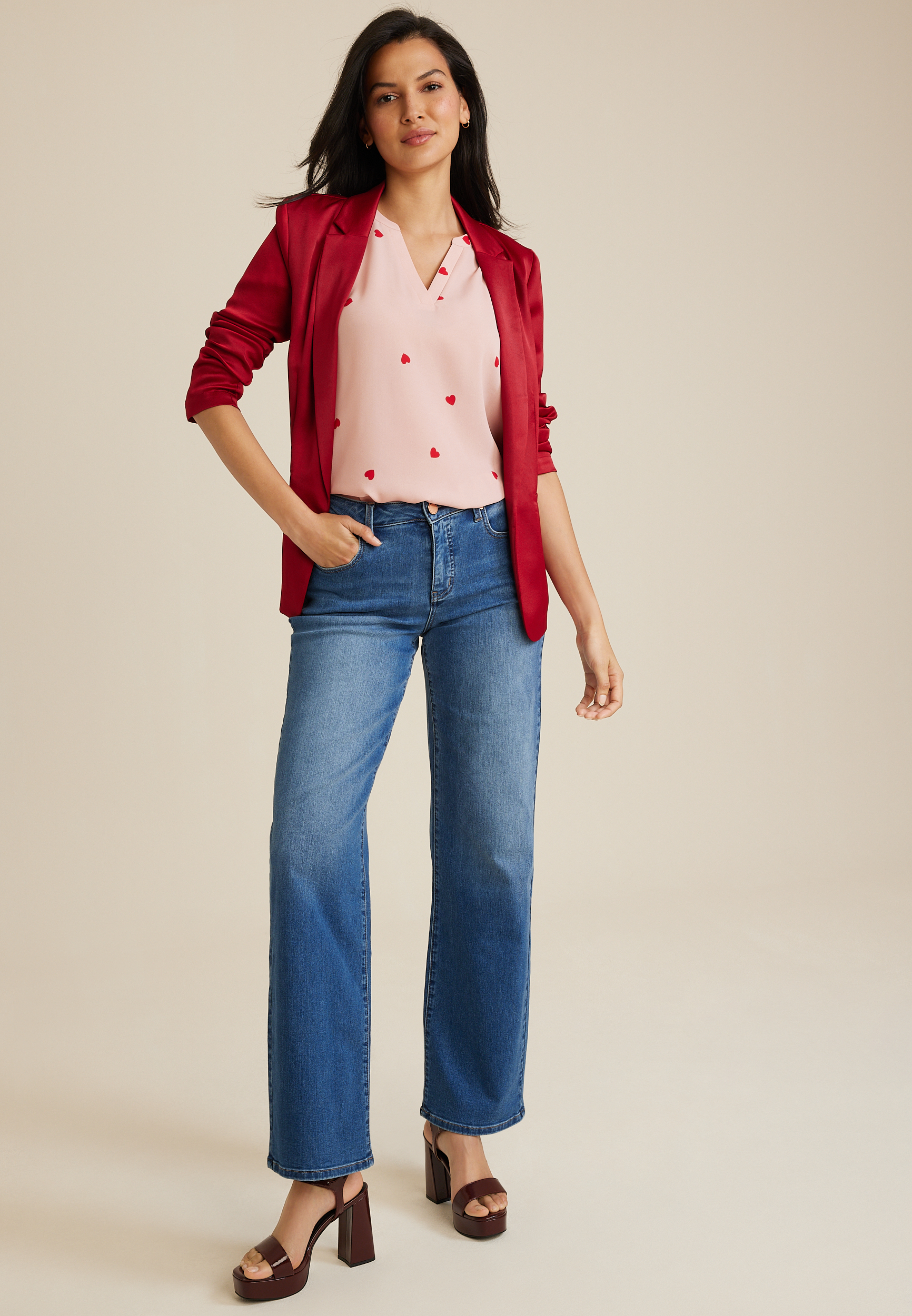 Atwood Heart Flutter Sleeve Blouse, C7368, large