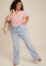 Plus Size Atwood Heart Flutter Sleeve Blouse, C7368, small