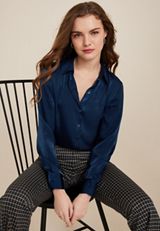 Winona Satin Button Down Blouse, C9252, small