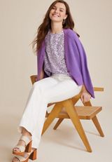 Animal Puff Sleeve Blouse, PURPLE COMBO, small