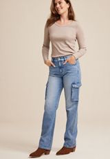 m jeans by maurices&trade; Nonstretch High Rise Cargo Straight Jean, C2806, small