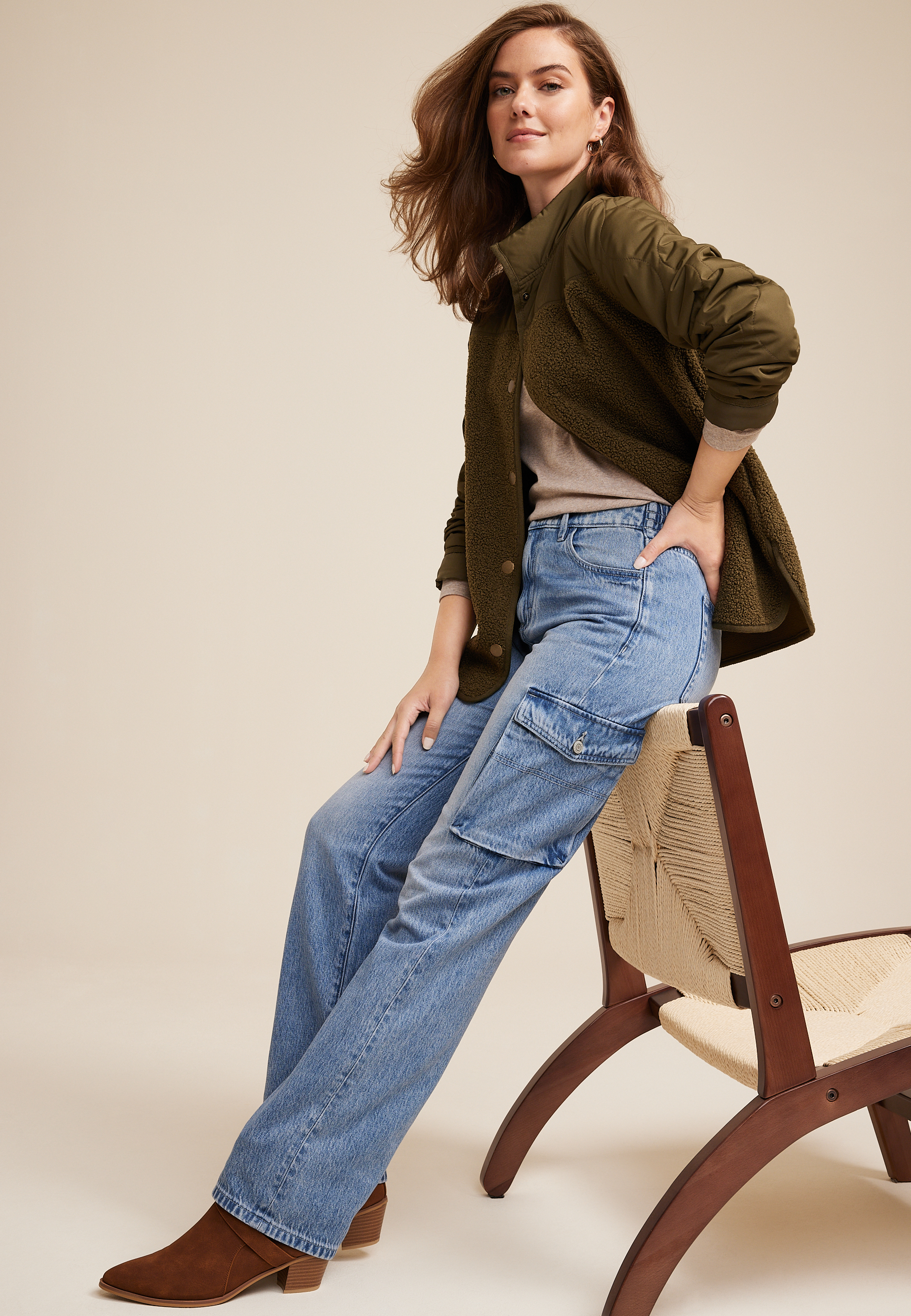 m jeans by maurices&trade; Nonstretch High Rise Cargo Straight Jean, C2806, large