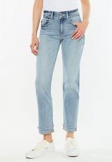 KanCan&trade; High Rise Frayed Cuff Hem Straight Jean, C2806, small