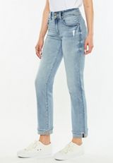 KanCan&trade; High Rise Frayed Cuff Hem Straight Jean, C2806, small