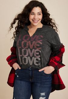 Maurices Plus 24/7 Solid Long Sleeve Layering Tee