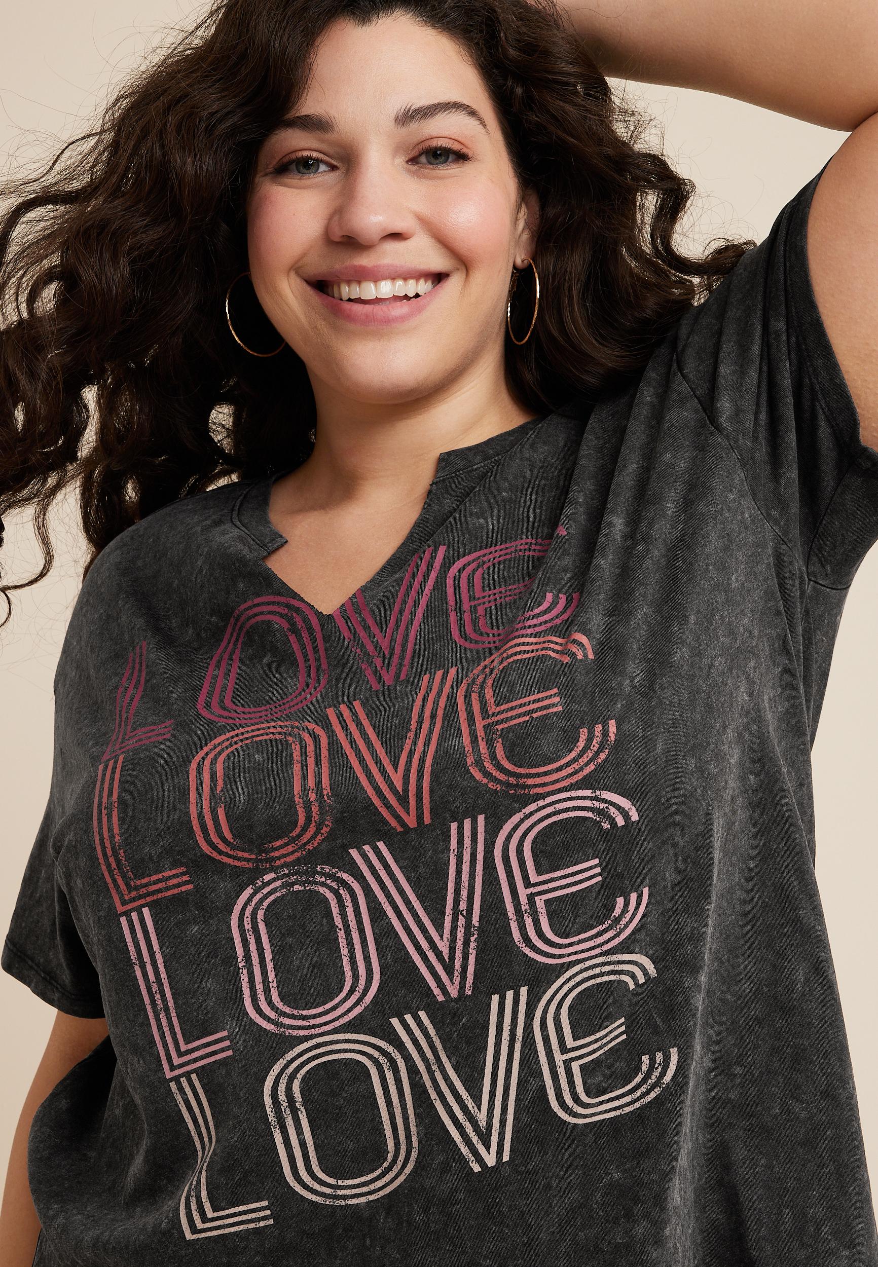 Plus Size Love Graphic Tee, C106, large