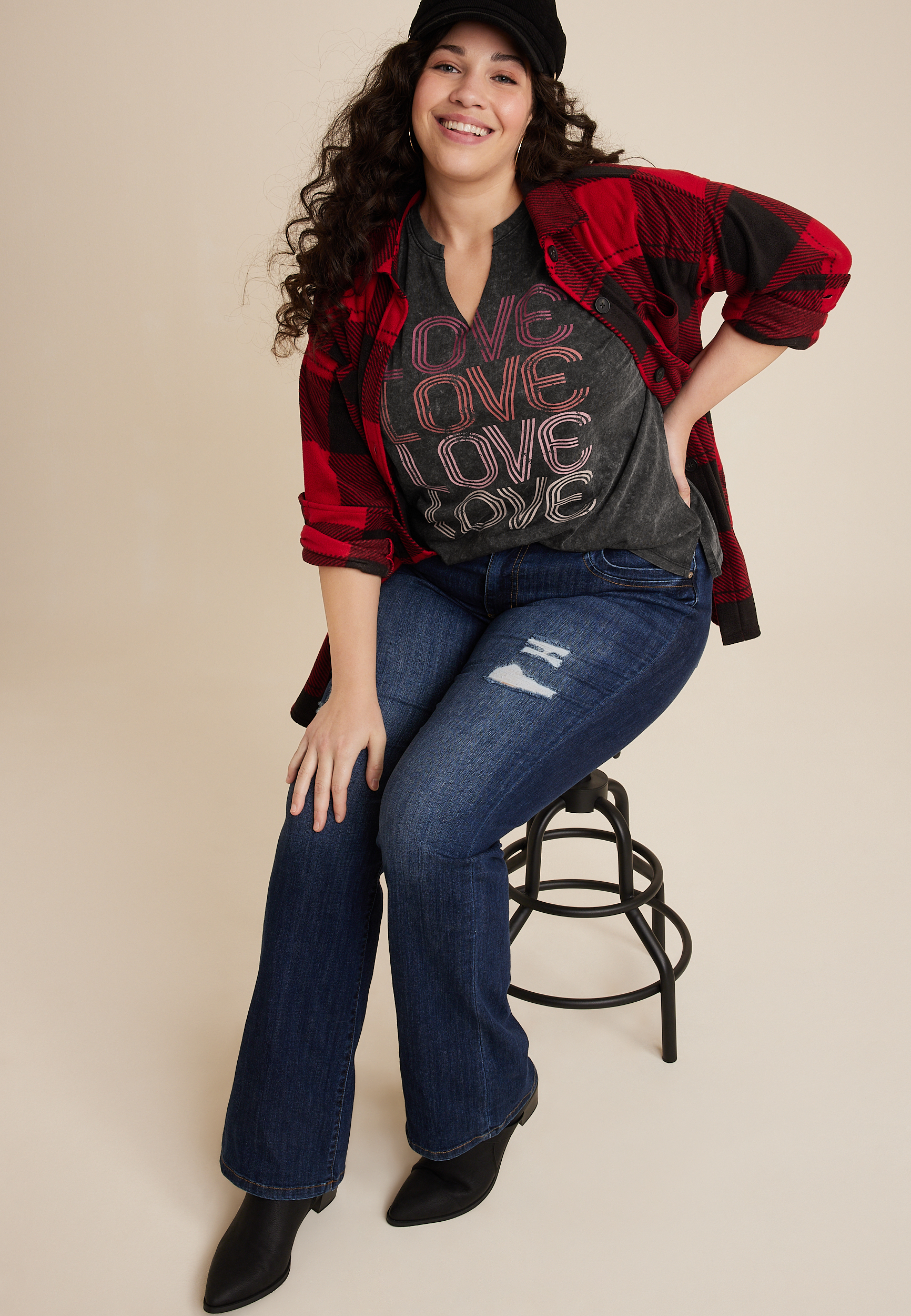 Plus Size Love Graphic Tee, C106, large