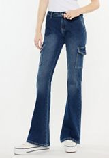 KanCan&trade; Dark Mid Rise Cargo Bootcut Jean, C258, small