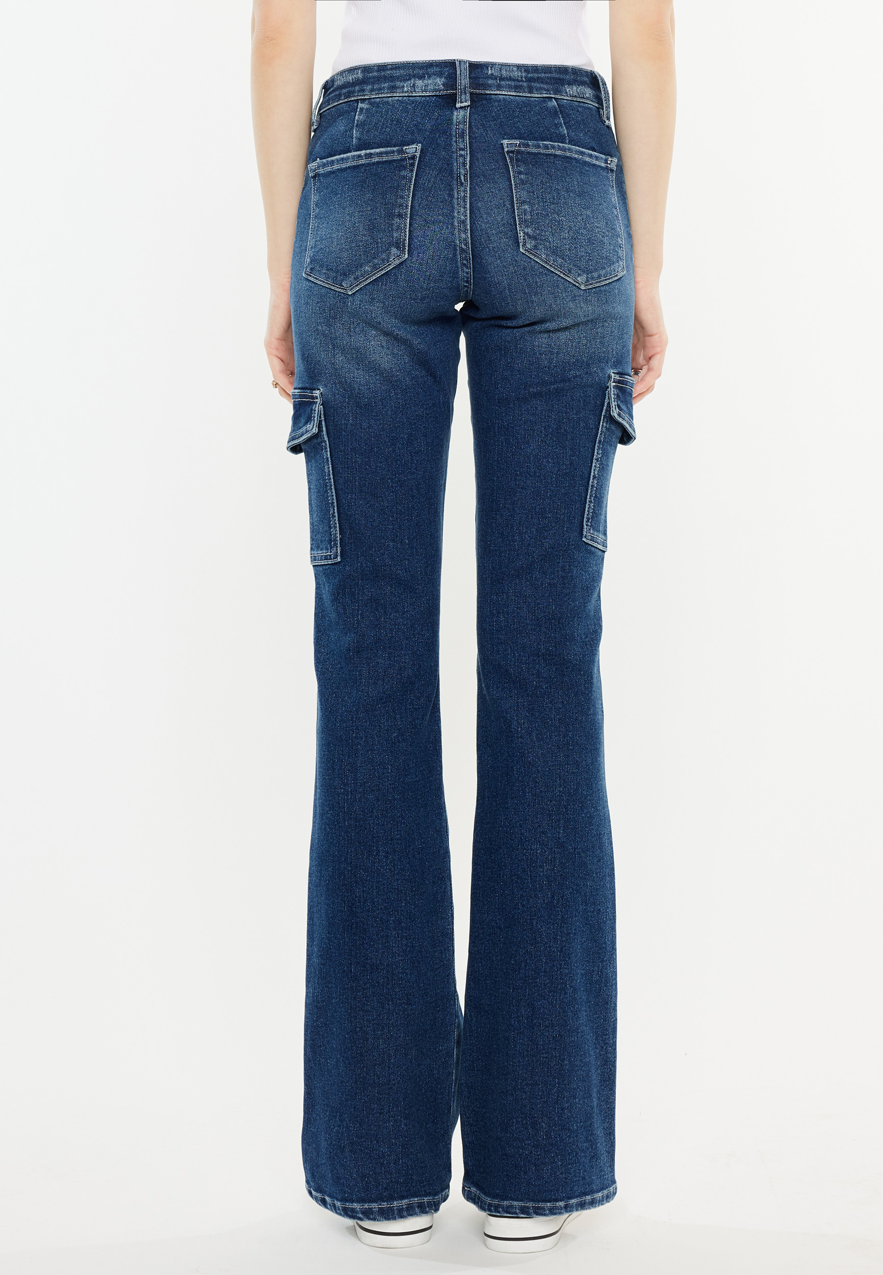 KanCan&trade; Dark Mid Rise Cargo Bootcut Jean, C258, large