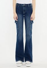 KanCan&trade; Dark Mid Rise Cargo Bootcut Jean, C258, small