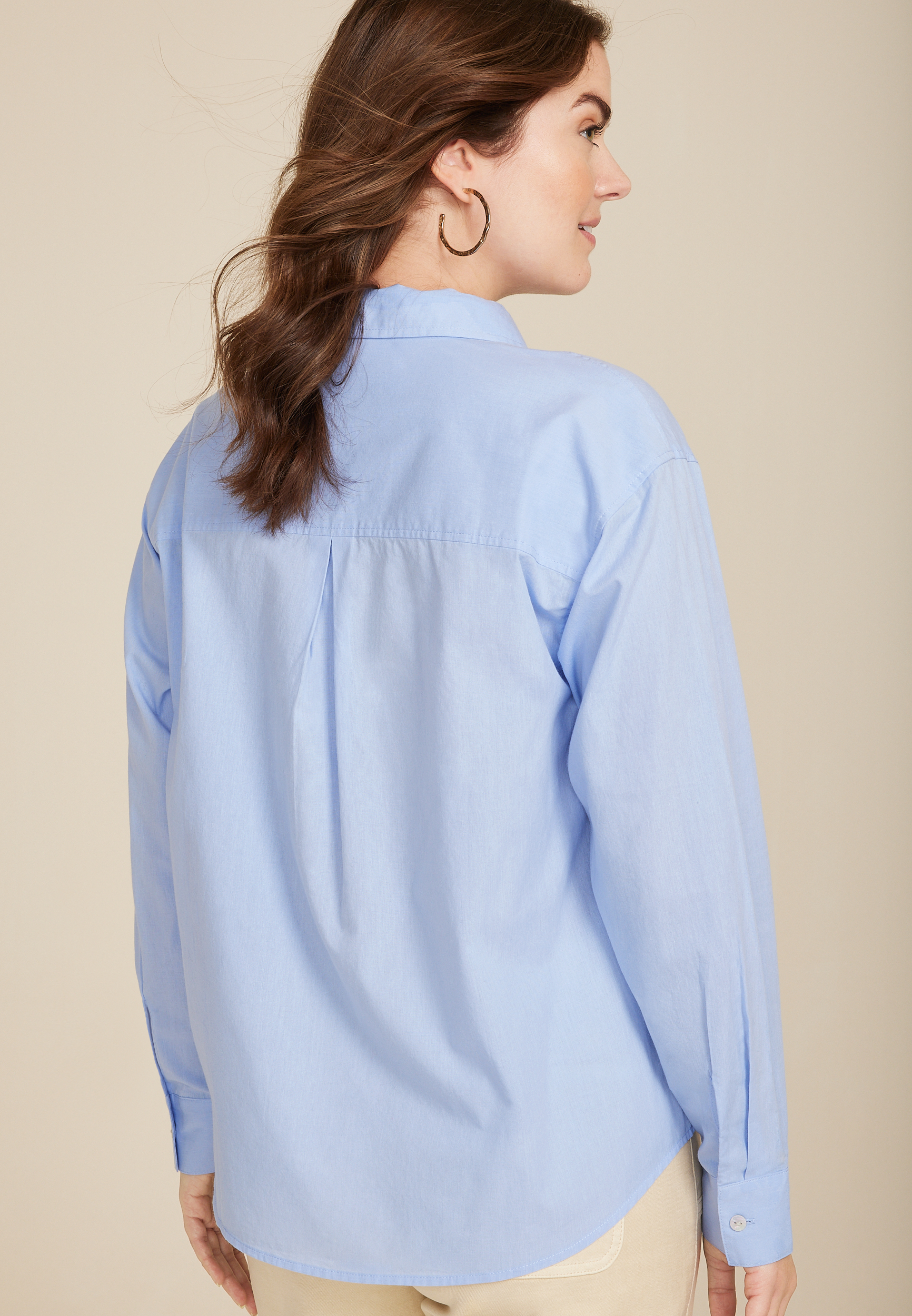 90s Prep Relaxed Button Up Shirt, C6248, large