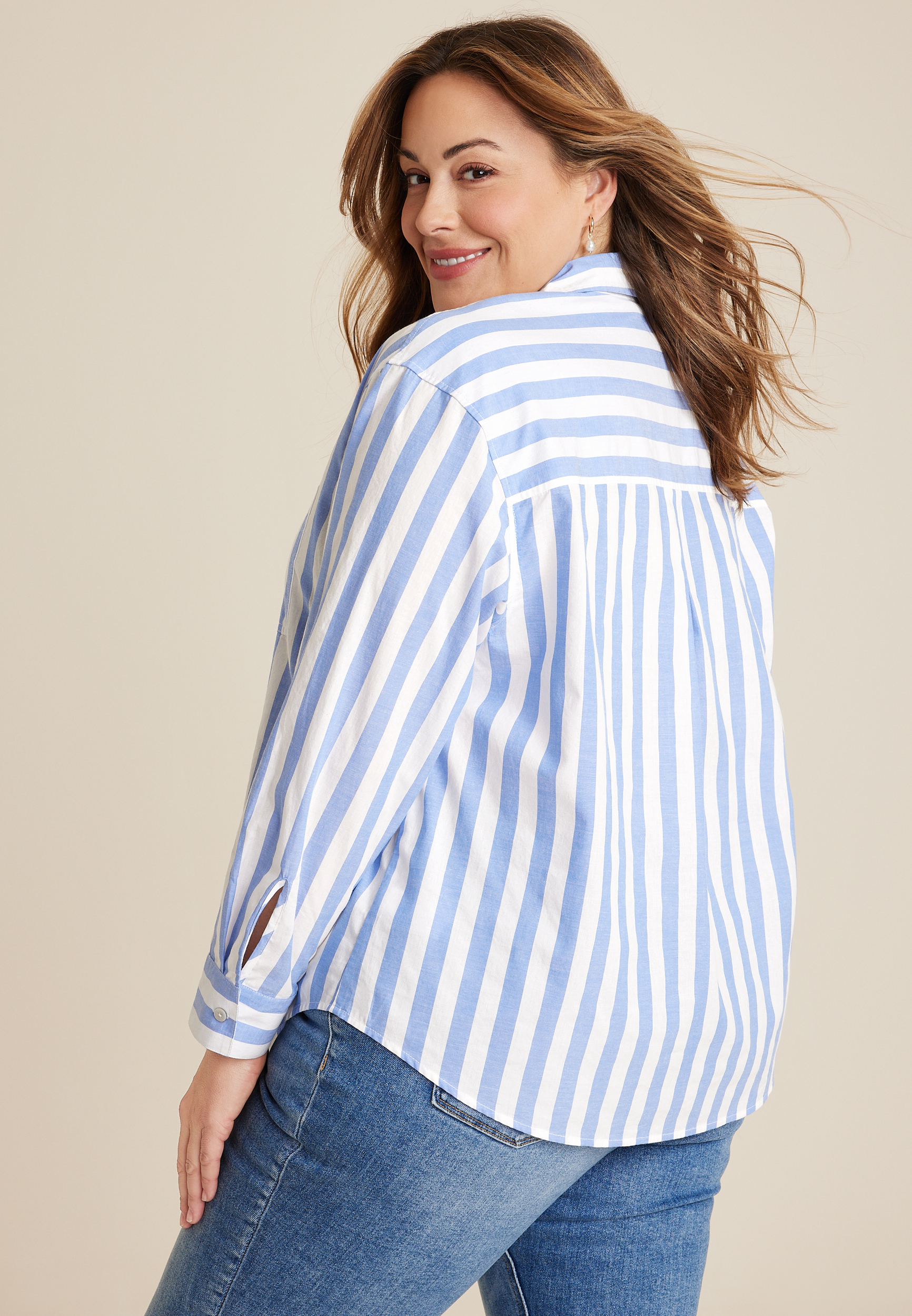 Plus 90s Prep Relaxed Button Up Shirt