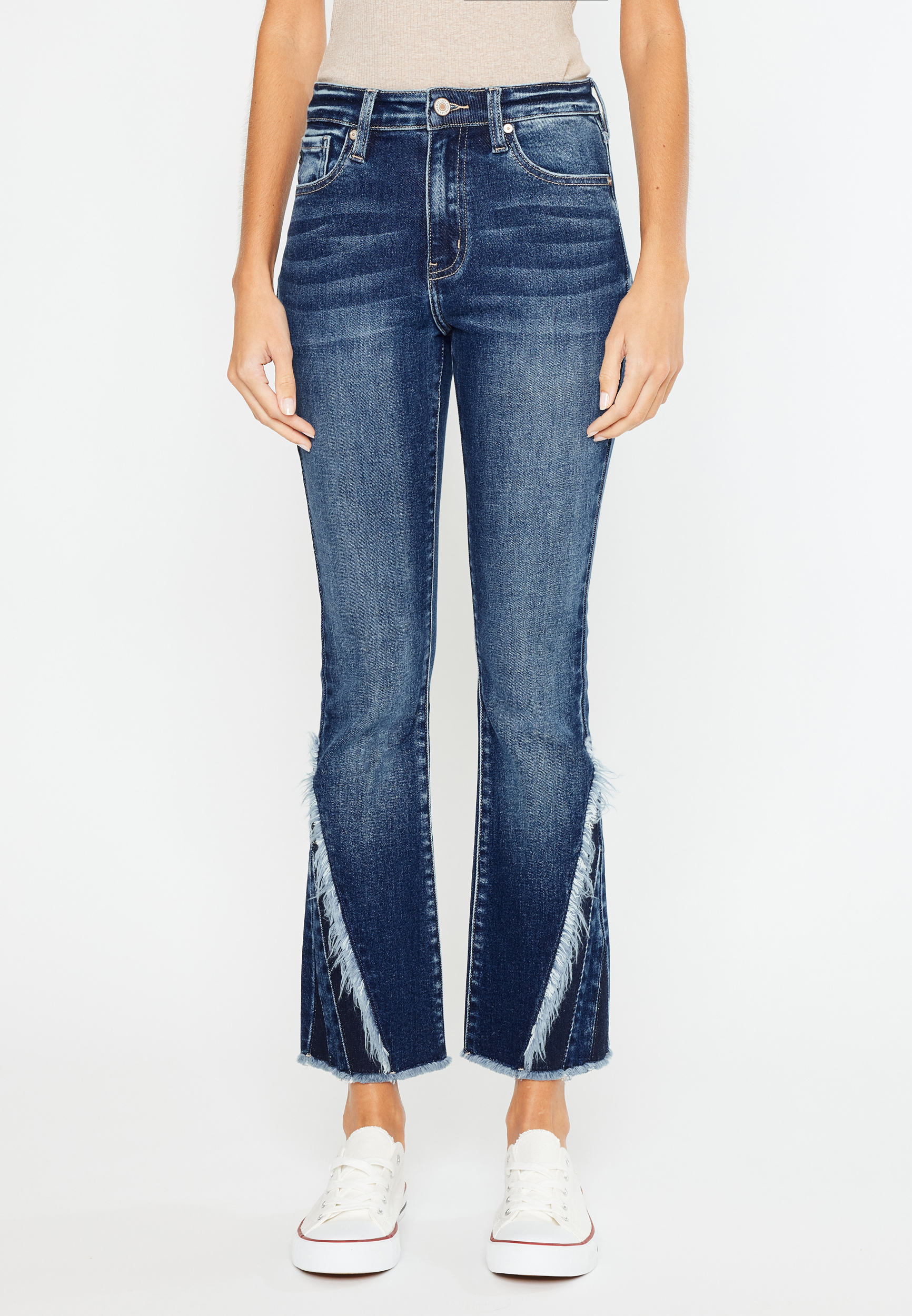 KanCan&trade; High Rise Fray Piecing Inset Hem Ankle Flare Jean, C258, large