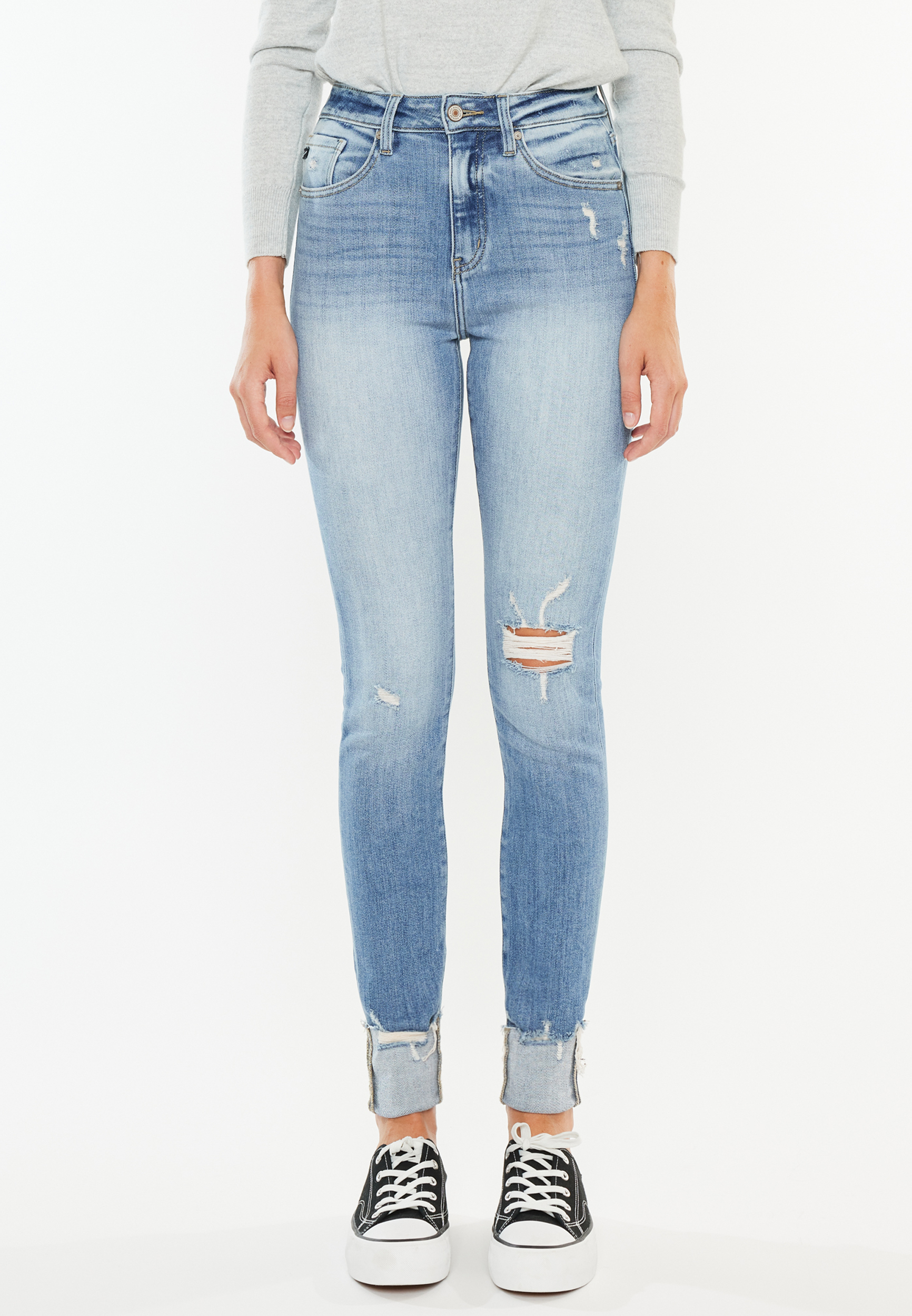 KanCan&trade; Curvy High Rise Ripped Cuffed Hem Skinny Jean, C2806, large