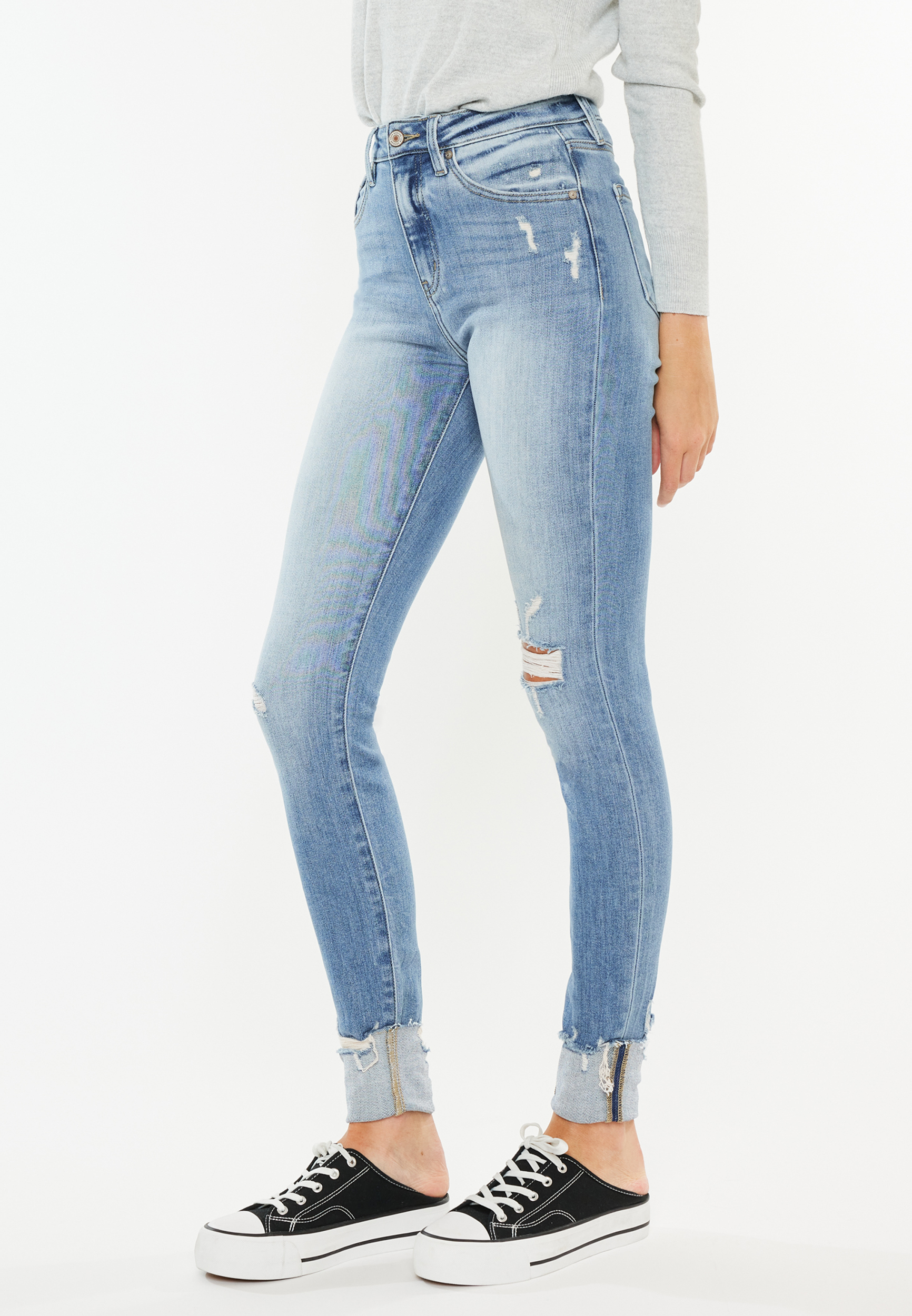 KanCan&trade; Curvy High Rise Ripped Cuffed Hem Skinny Jean, C2806, large