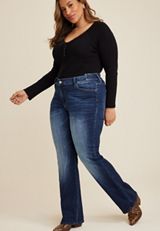 Plus Size KanCan&trade; Dark High Rise Curvy Insert Waist Bootcut Jean, DARK SANDBLAST, small