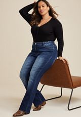 Plus Size KanCan&trade; Dark High Rise Curvy Insert Waist Bootcut Jean, DARK SANDBLAST, small