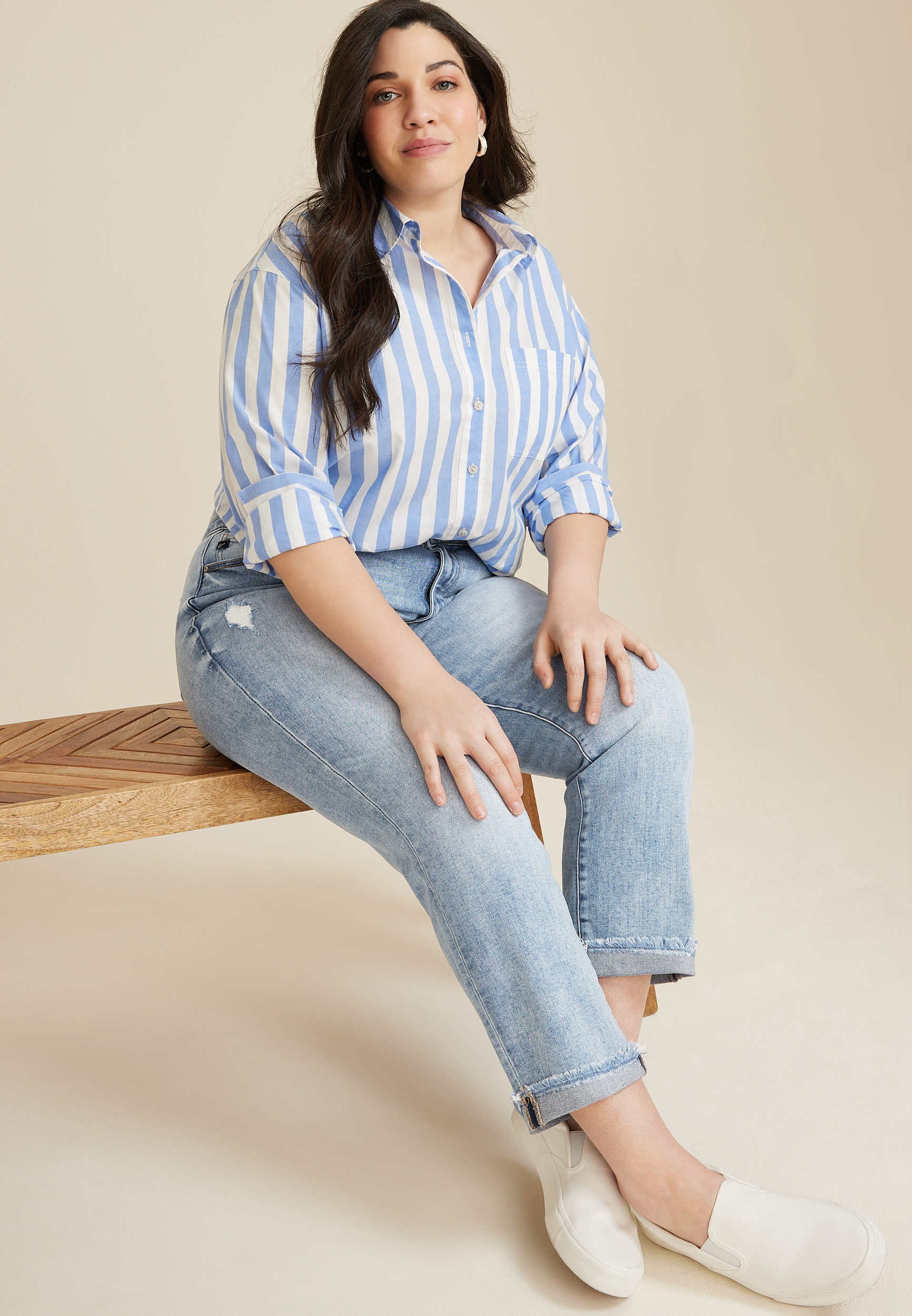 Plus Size KanCan&trade; High Rise Frayed Cuff Hem Straight Jean, C2806, large