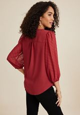 Atwood 3/4 Clip Dot Sleeve Blouse, C9404, small
