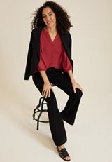 Atwood 3/4 Clip Dot Sleeve Blouse, C9404, small
