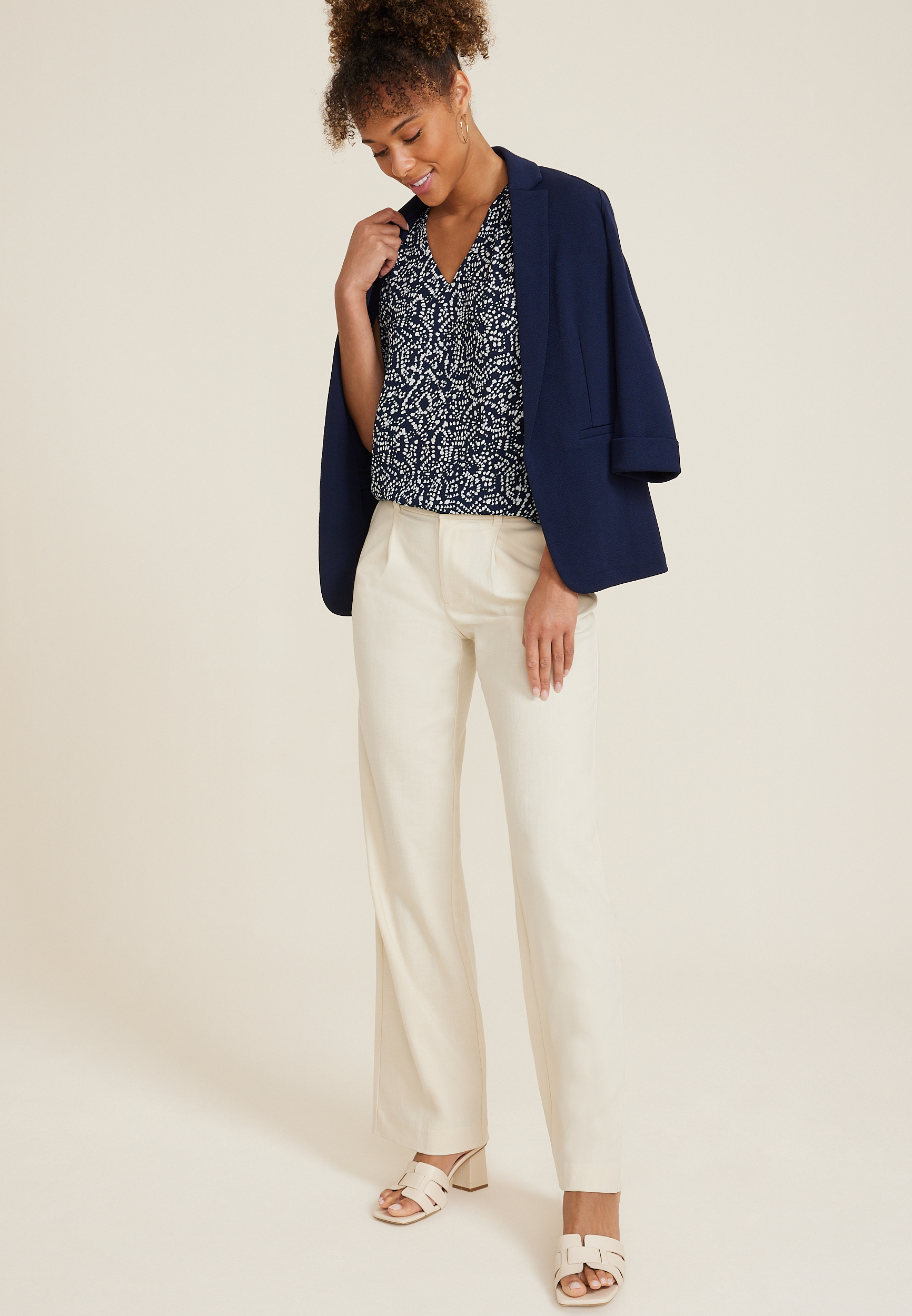 Juni V Neck Blouse, BLUE JASMINE COMBO, large