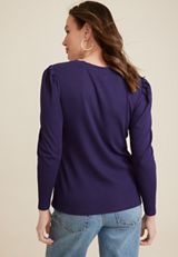 Pleated Puff Long Sleeve Tee, C9377, small