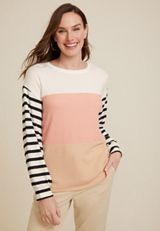 Multi Stripe Blouson Sleeve Mixer Tee, C1524, small